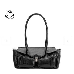 Vintage Black/brown Leather Double-Pocket Shoulder Bag